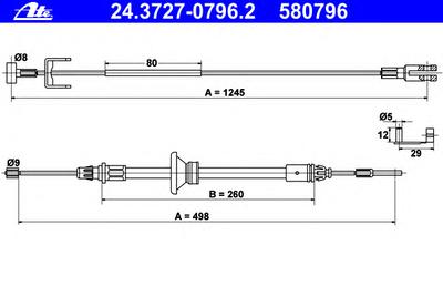 Трос ручника ATE 24.3727-0796.2
