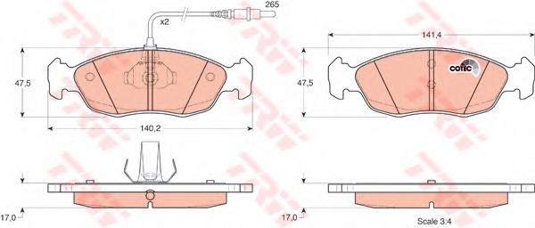 Комплект тормозных колодок, дисковый тормоз TRW