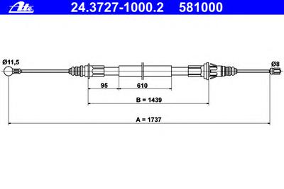 Трос ручника ATE 24.3727-1000.2