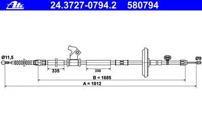 Трос ручника ATE 24.3727-0794.2