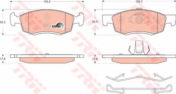 Комплект тормозных колодок, дисковый тормоз TRW