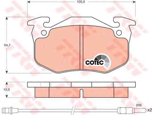 Комплект тормозных колодок, дисковый тормоз TRW
