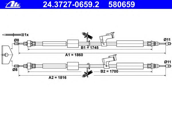 Трос ручника ATE