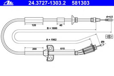 Трос ручника ATE 24.3727-1303.2