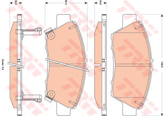 Комплект тормозных колодок, дисковый тормоз TRW