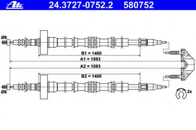 Трос ручника ATE 24.3727-0752.2