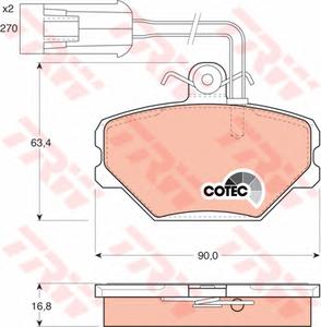 Комплект тормозных колодок, дисковый тормоз TRW GDB852