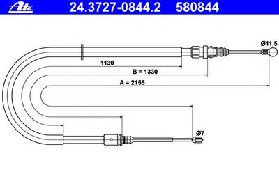 Трос, стояночная тормозная система ATE 24.3727-0844.2