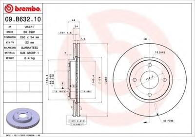 Тормозной диск BREMBO 09.B632.10