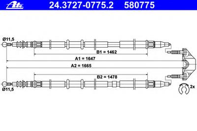 Трос ручника ATE 24.3727-0775.2