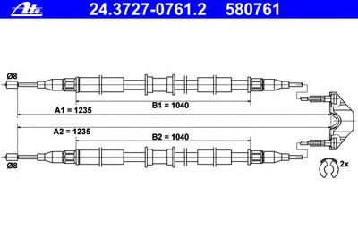 Трос ручника ATE 24.3727-0761.2