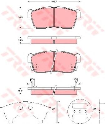 Комплект тормозных колодок, дисковый тормоз TRW