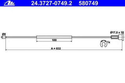 Трос ручника ATE 24.3727-0749.2