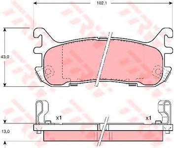 Комплект тормозных колодок, дисковый тормоз TRW GDB3129