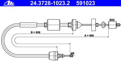 Трос сцепления ATE 24.3728-1023.2