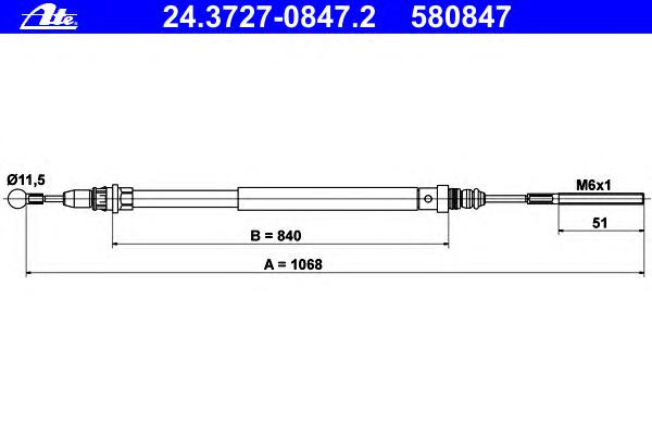 Трос ручника ATE