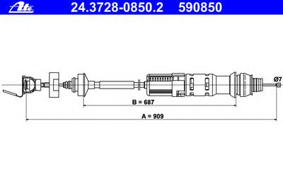 Трос сцепления ATE 24.3728-0850.2