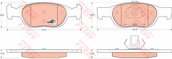 Комплект тормозных колодок, дисковый тормоз TRW