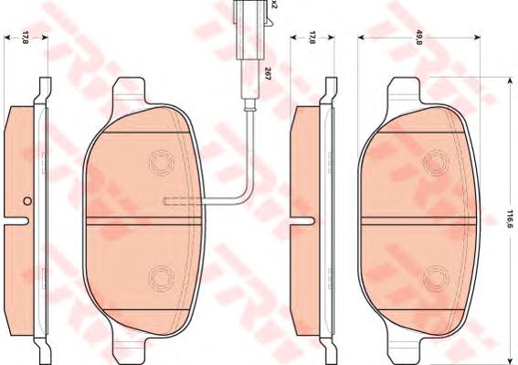 Комплект тормозных колодок, дисковый тормоз TRW