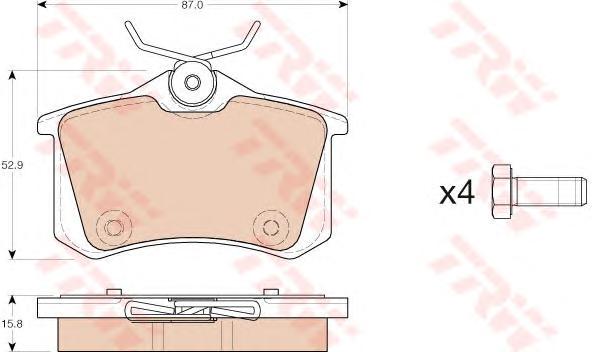Комплект тормозных колодок, дисковый тормоз TRW