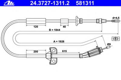 Трос ручника ATE 24.3727-1311.2