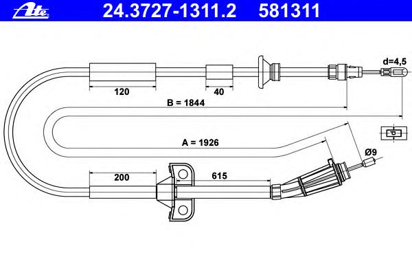 Трос ручника ATE