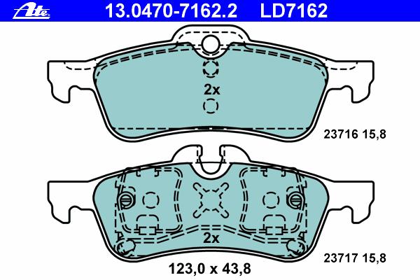 Комплект тормозных колодок, дисковый тормоз ATE
