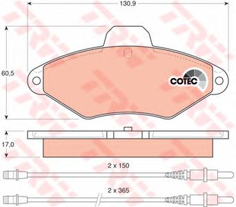 Комплект тормозных колодок, дисковый тормоз TRW GDB1101