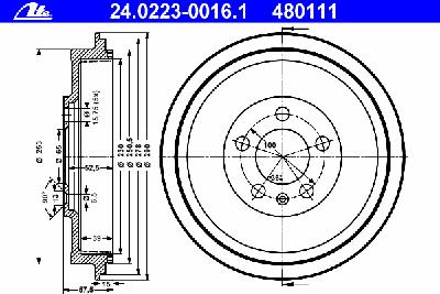Тормозной барабан ATE 24.0223-0016.1