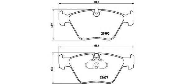 Комплект тормозных колодок, дисковый тормоз BREMBO
