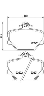 Комплект тормозных колодок, дисковый тормоз BREMBO