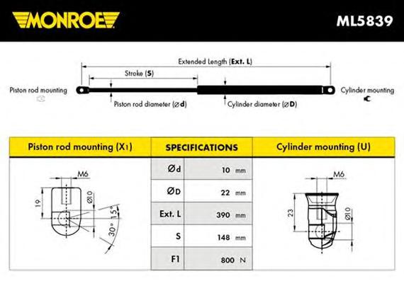 Амортизатор багажника MONROE