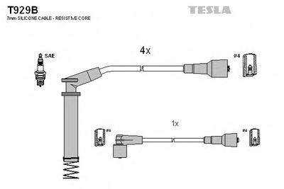 Комплект проводов зажигания TESLA T929B