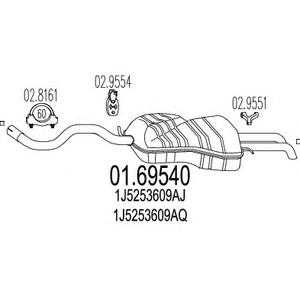 Глушитель выхлопных газов конечный MTS 01.69540