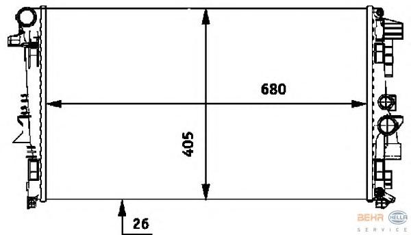 Радиатор, охлаждение двигателя HELLA