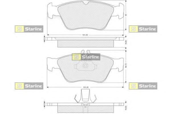 Комплект тормозных колодок, дисковый тормоз STARLINE