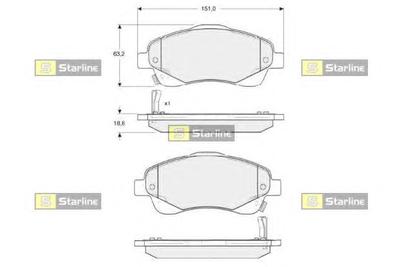 Комплект тормозных колодок, дисковый тормоз STARLINE BD S342