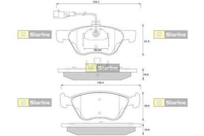 Комплект тормозных колодок, дисковый тормоз STARLINE BD S259
