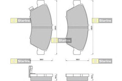 Комплект тормозных колодок, дисковый тормоз STARLINE BD S389