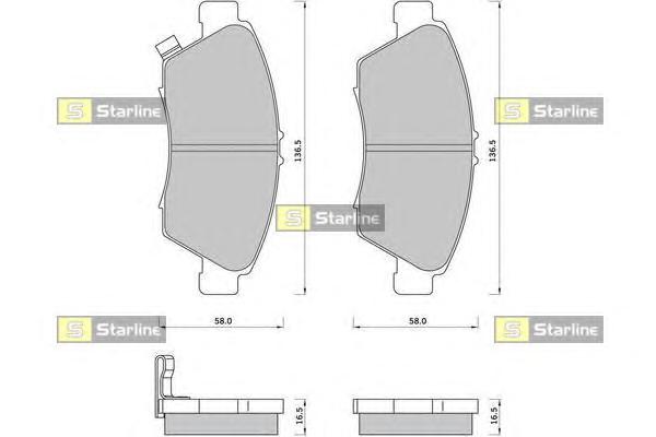 Комплект тормозных колодок, дисковый тормоз STARLINE