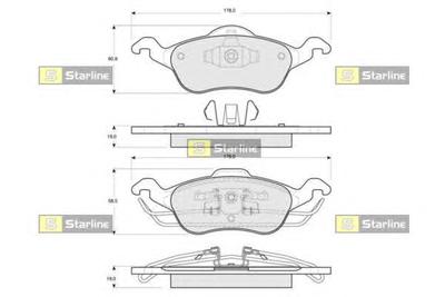 Комплект тормозных колодок, дисковый тормоз STARLINE BD S075