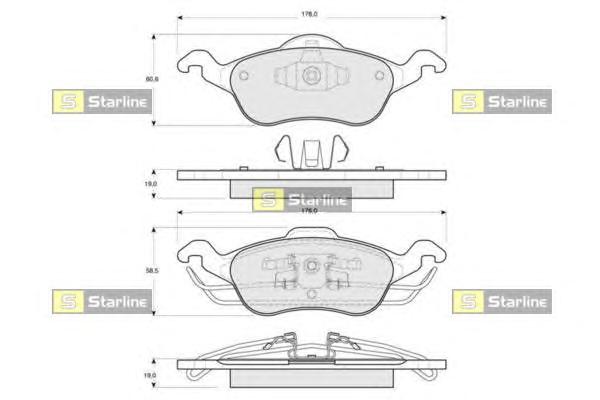 Комплект тормозных колодок, дисковый тормоз STARLINE
