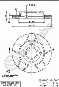 Тормозной диск BREMBO 09.6727.77