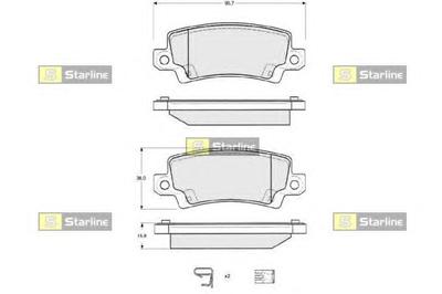 Комплект тормозных колодок, дисковый тормоз STARLINE BD S327