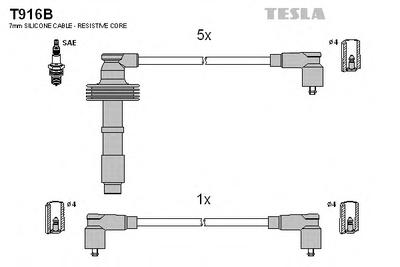 Комплект проводов зажигания TESLA T916B