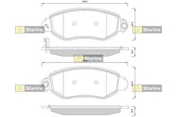 Комплект тормозных колодок, дисковый тормоз STARLINE