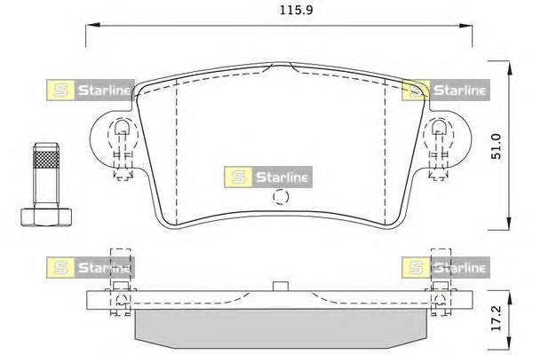 Комплект тормозных колодок, дисковый тормоз STARLINE