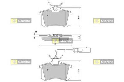 Комплект тормозных колодок, дисковый тормоз STARLINE BD S375