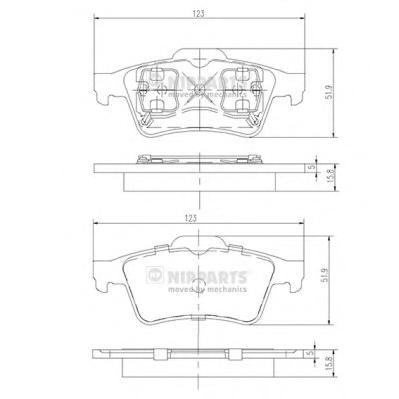 Комплект тормозных колодок, дисковый тормоз NIPPARTS