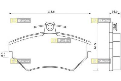 Комплект тормозных колодок, дисковый тормоз STARLINE BD S062